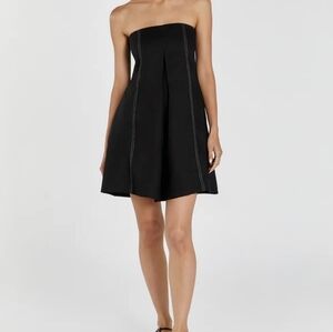 Dissh Simona Black Linen Mini Strapless Dress Size 4